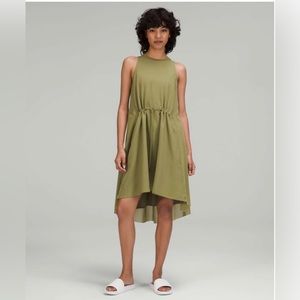 Lululemon Mesh Overlay High-Neck Dress in Bronze Green Size 8